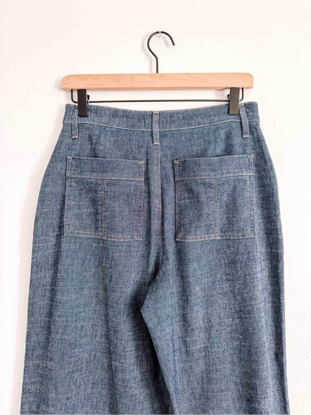 EVEREVE Beth Wide Leg Pants Hemp Blend Chambray Blue Size 27 - Picture 4 of 7